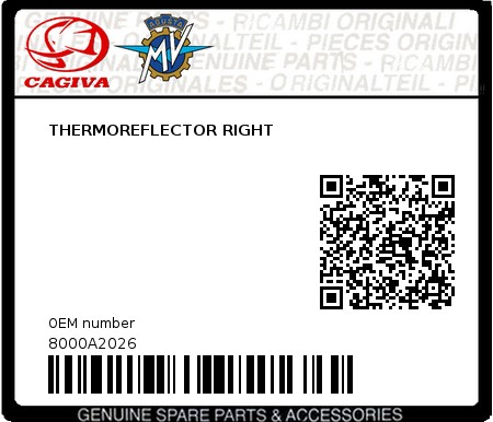 Product image: Cagiva - 8000A2026 - THERMOREFLECTOR RIGHT  0