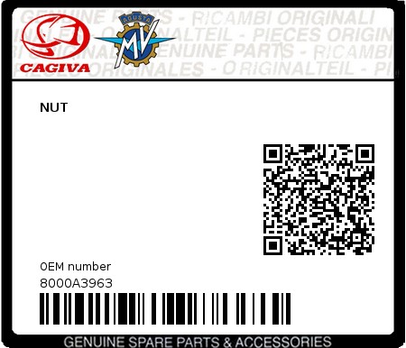 Product image: Cagiva - 8000A3963 - NUT 