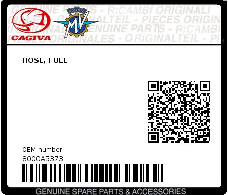 Product image: Cagiva - 8000A5373 - HOSE, FUEL 