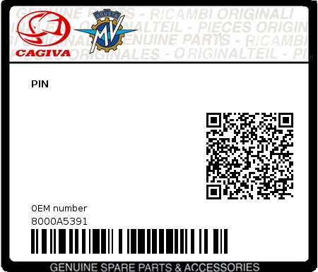 Product image: Cagiva - 8000A5391 - PIN  0