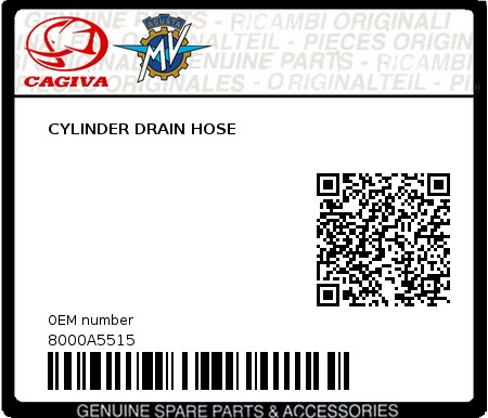 Product image: Cagiva - 8000A5515 - CYLINDER DRAIN HOSE 