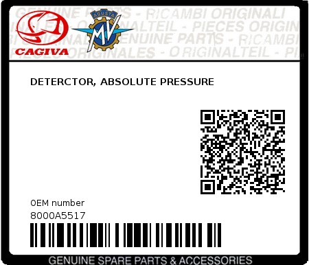 Product image: Cagiva - 8000A5517 - DETERCTOR, ABSOLUTE PRESSURE 