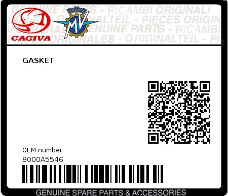 Product image: Cagiva - 8000A5546 - GASKET  0