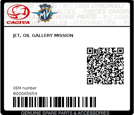 Product image: Cagiva - 8000A5654 - JET, OIL GALLERY MISSION 