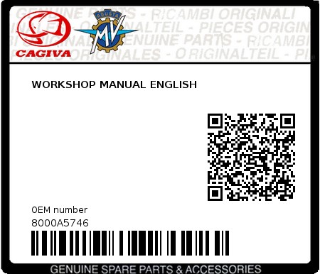 Product image: Cagiva - 8000A5746 - WORKSHOP MANUAL ENGLISH 