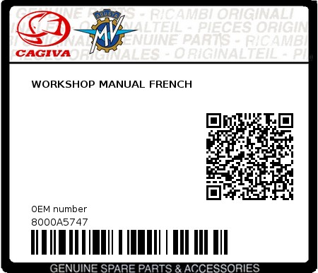 Product image: Cagiva - 8000A5747 - WORKSHOP MANUAL FRENCH 