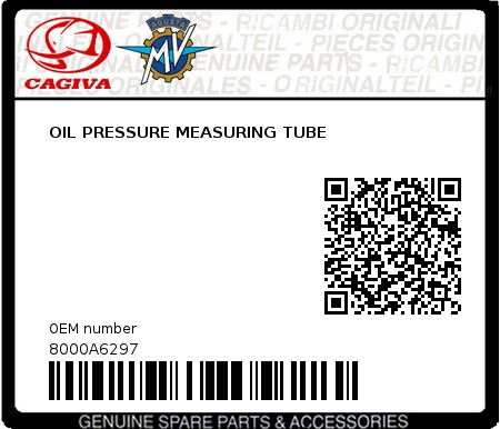 Product image: Cagiva - 8000A6297 - OIL PRESSURE MEASURING TUBE  0