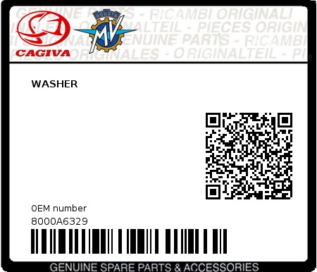 Product image: Cagiva - 8000A6329 - WASHER  0