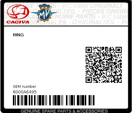 Product image: Cagiva - 8000A6495 - RING 