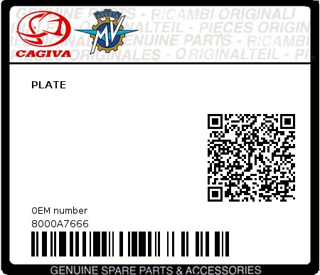 Product image: Cagiva - 8000A7666 - PLATE 