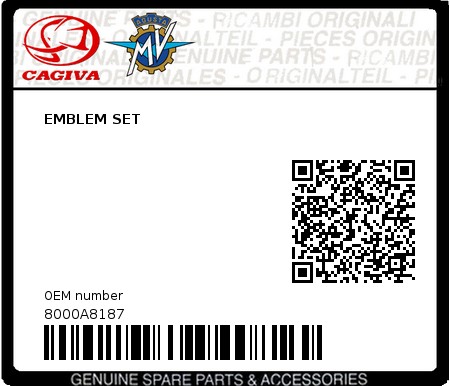 Product image: Cagiva - 8000A8187 - EMBLEM SET 