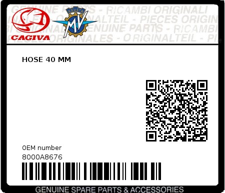 Product image: Cagiva - 8000A8676 - HOSE 40 MM  0