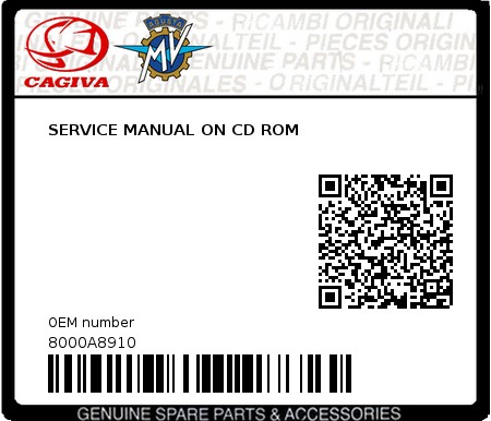 Product image: Cagiva - 8000A8910 - SERVICE MANUAL ON CD ROM 