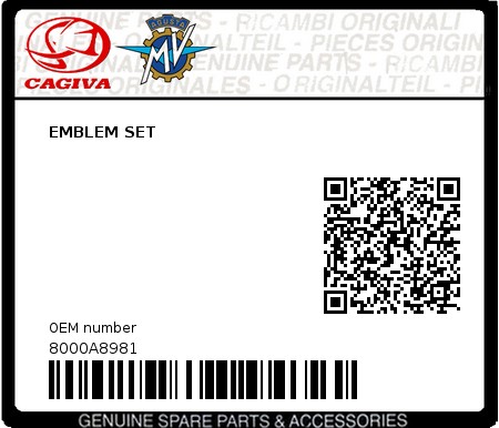 Product image: Cagiva - 8000A8981 - EMBLEM SET  0