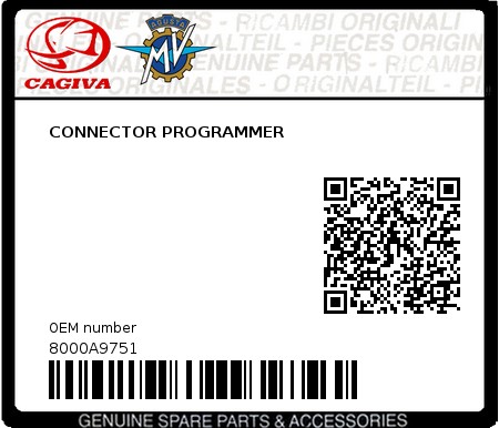 Product image: Cagiva - 8000A9751 - CONNECTOR PROGRAMMER 