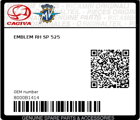 Product image: Cagiva - 8000B1414 - EMBLEM RH SP 525  0