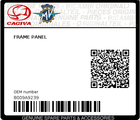 Product image: Cagiva - 8009A9239 - FRAME PANEL 