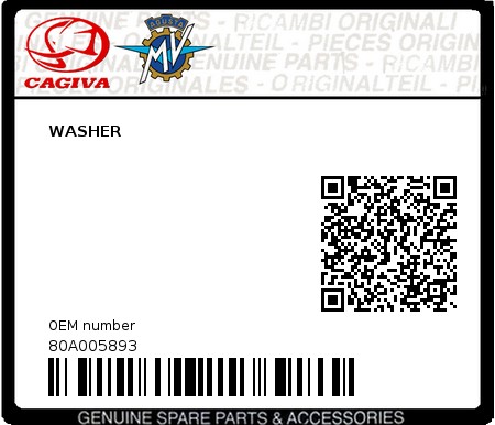 Product image: Cagiva - 80A005893 - WASHER  0