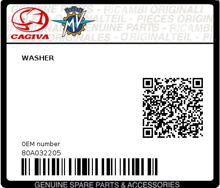 Product image: Cagiva - 80A032205 - WASHER  0