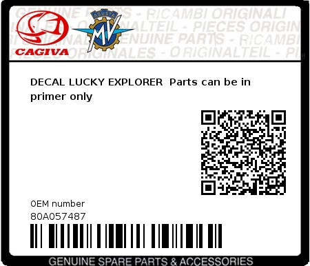 Product image: Cagiva - 80A057487 - DECAL LUCKY EXPLORER  Parts can be in primer only  0