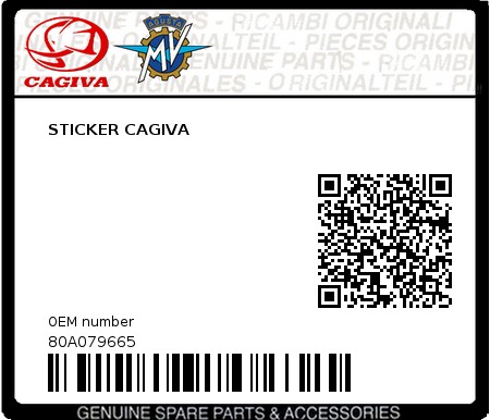 Product image: Cagiva - 80A079665 - STICKER CAGIVA  0