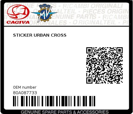 Product image: Cagiva - 80A087733 - STICKER URBAN CROSS 