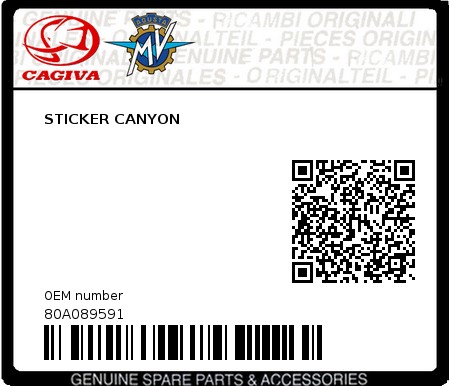 Product image: Cagiva - 80A089591 - STICKER CANYON  0