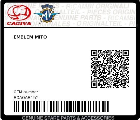 Product image: Cagiva - 80A0A8152 - EMBLEM MITO  0