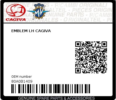 Product image: Cagiva - 80A0B1409 - EMBLEM LH CAGIVA  0