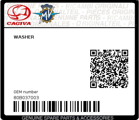 Product image: Cagiva - 80B037003 - WASHER  0