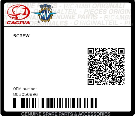Product image: Cagiva - 80B050896 - SCREW  0
