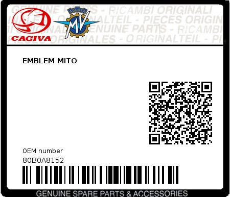 Product image: Cagiva - 80B0A8152 - EMBLEM MITO 