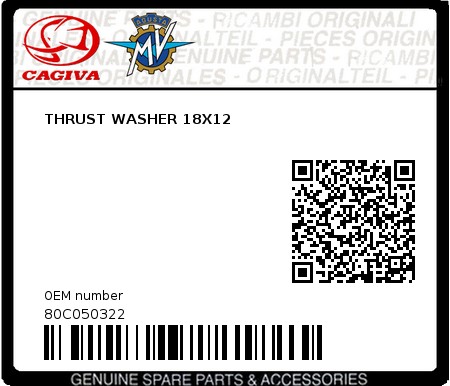 Product image: Cagiva - 80C050322 - THRUST WASHER 18X12  0