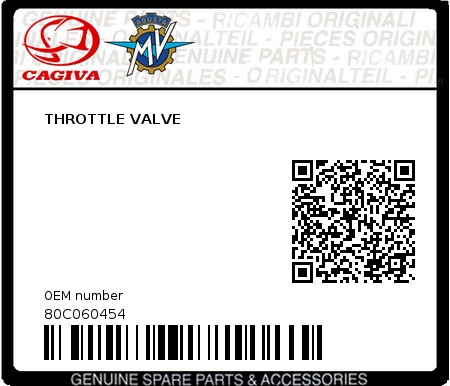 Product image: Cagiva - 80C060454 - THROTTLE VALVE  0