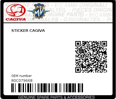 Product image: Cagiva - 80C079668 - STICKER CAGIVA  0