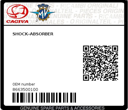 Product image: Cagiva - 8663500100 - SHOCK-ABSORBER  0