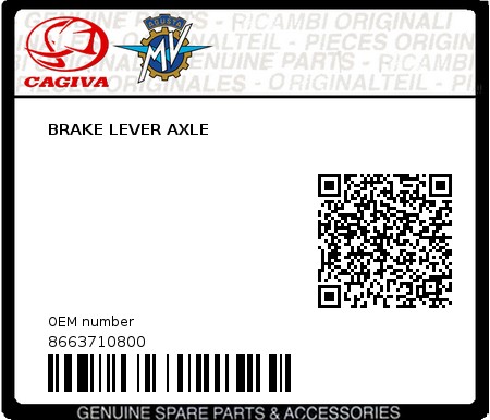 Product image: Cagiva - 8663710800 - BRAKE LEVER AXLE  0