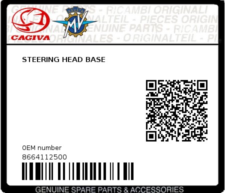 Product image: Cagiva - 8664112500 - STEERING HEAD BASE  0