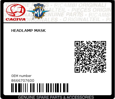 Product image: Cagiva - 8666707600 - HEADLAMP MASK  0