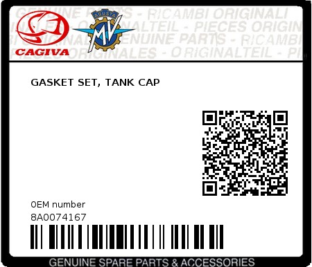 Product image: Cagiva - 8A0074167 - GASKET SET, TANK CAP 