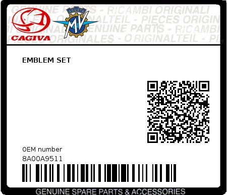 Product image: Cagiva - 8A00A9511 - EMBLEM SET  0