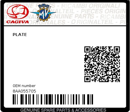Product image: Cagiva - 8AA055705 - PLATE  0