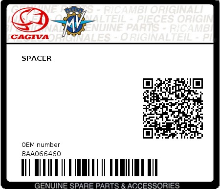 Product image: Cagiva - 8AA066460 - SPACER 