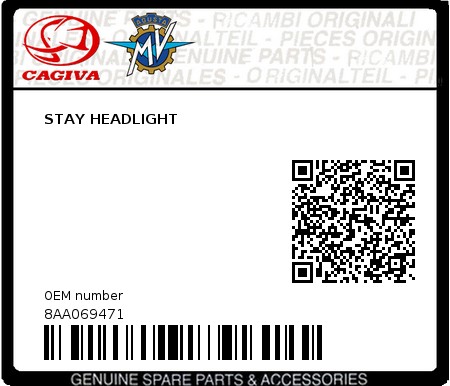 Product image: Cagiva - 8AA069471 - STAY HEADLIGHT 