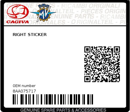 Product image: Cagiva - 8AA075717 - RIGHT STICKER  0