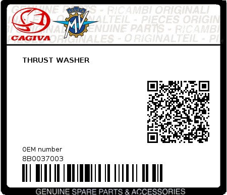 Product image: Cagiva - 8B0037003 - THRUST WASHER  0