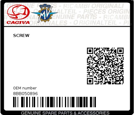 Product image: Cagiva - 8BB050896 - SCREW  0