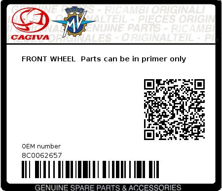 Product image: Cagiva - 8C0062657 - FRONT WHEEL  Parts can be in primer only  0