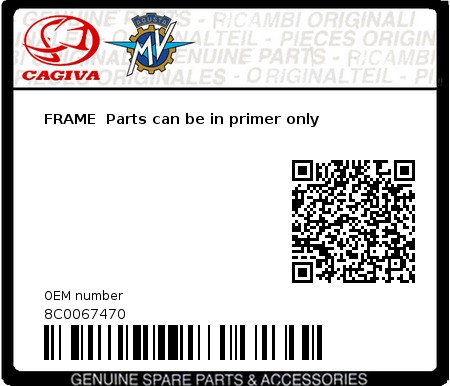 Product image: Cagiva - 8C0067470 - FRAME  Parts can be in primer only 