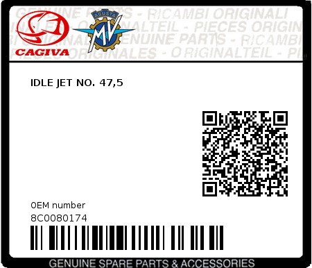 Product image: Cagiva - 8C0080174 - IDLE JET NO. 47,5 